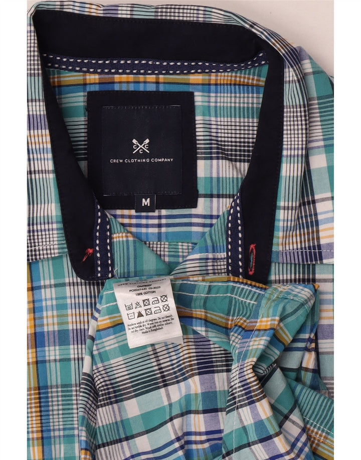 Crew Clothing Camicia a maniche corte da uomo in cotone a quadri blu medio