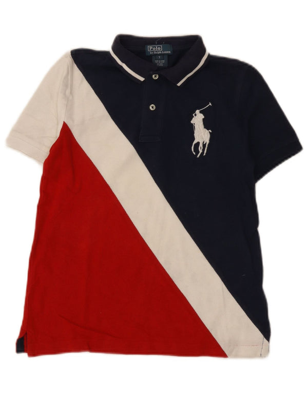 Polo Ralph Lauren Camicia da bambino 6-7 anni in cotone color block blu navy