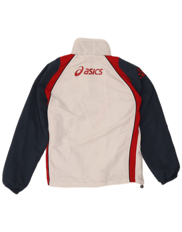 Giacca da ginnastica grafica da uomo Asics XL in poliestere color block bianco