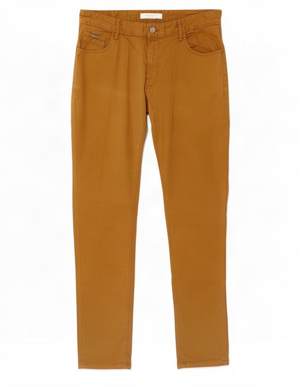 Pantaloni casual slim da uomo Zara EU 44 Large W34 L33 Arancioni
