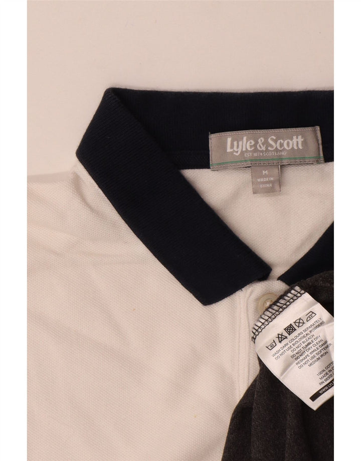 Polo da uomo Lyle & Scott in cotone color block bianco medio