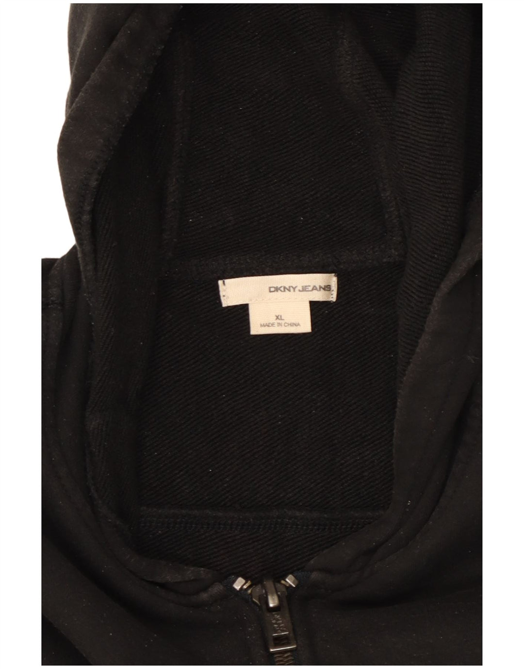 DKNY Mens Zip Hoodie Sweater XL Black Cotton