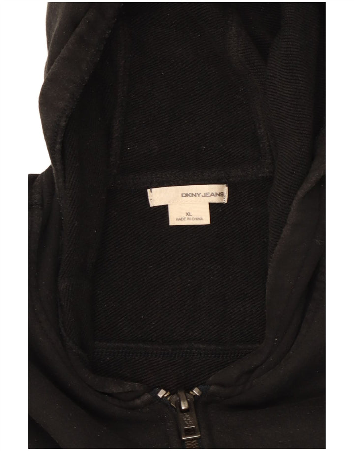 DKNY Mens Zip Hoodie Sweater XL Black Cotton