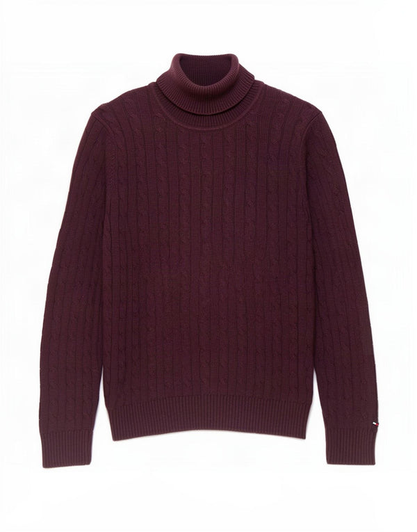Maglione maglione a collo alto da uomo Tommy Hilfiger 2XL cotone viola