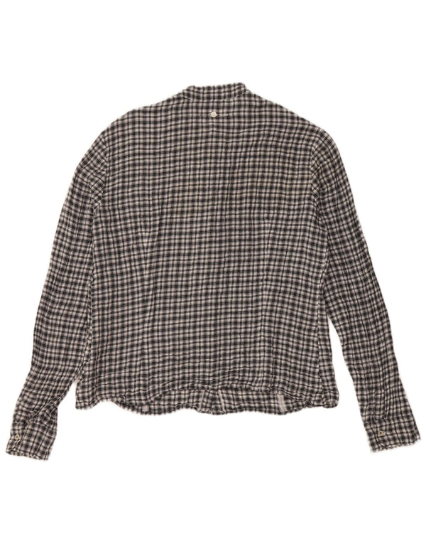 Camicia da donna Trussardi Jeans con volant sul davanti UK 14 Cotone a quadri neri grandi