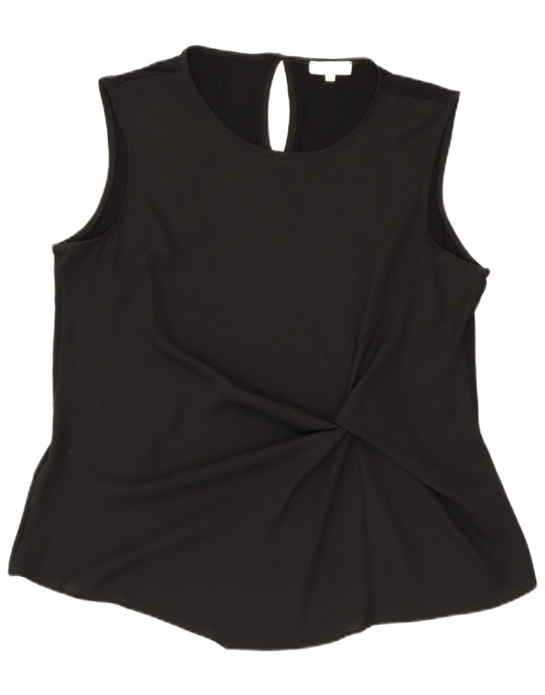 WAREHOUSE Top camicetta senza maniche da donna UK 16 grande viscosa nera