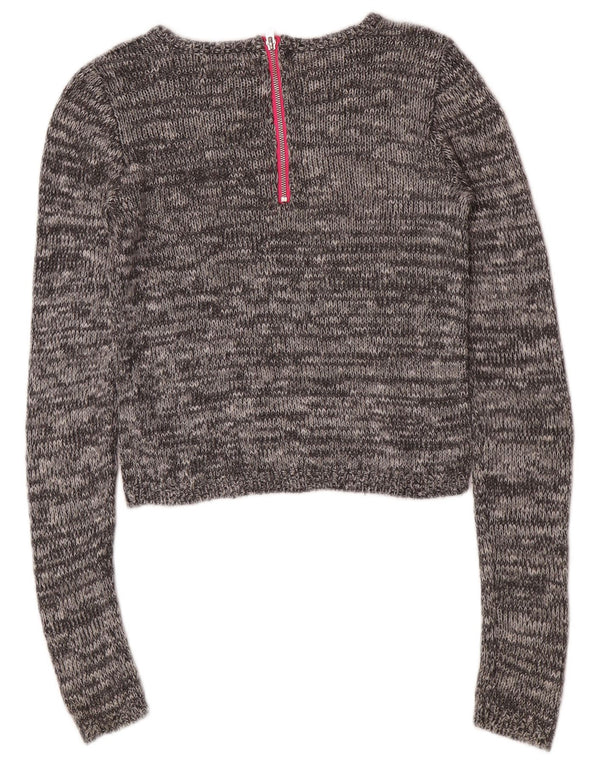 Maglione Hollister da donna con scollo a barchetta corto UK 12 Grigio medio chiazzato