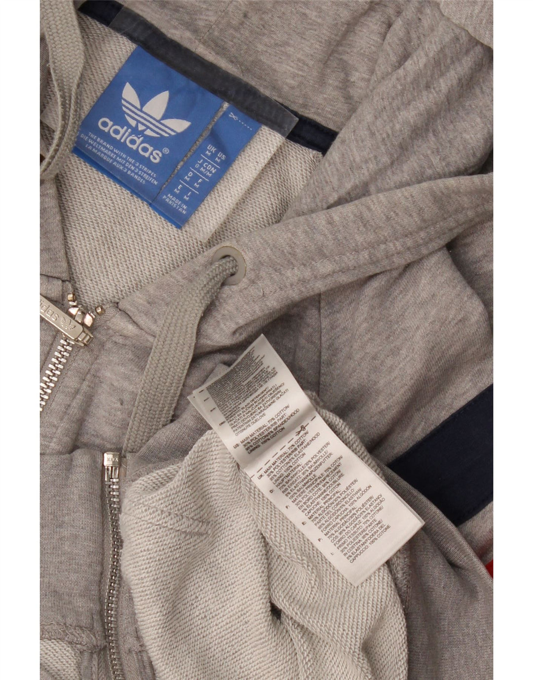 Maglione con cappuccio e zip da uomo Adidas in cotone color block grigio medio