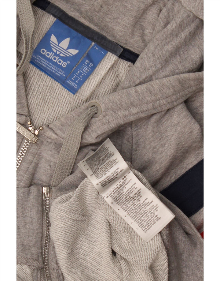 Maglione con cappuccio e zip da uomo Adidas in cotone color block grigio medio