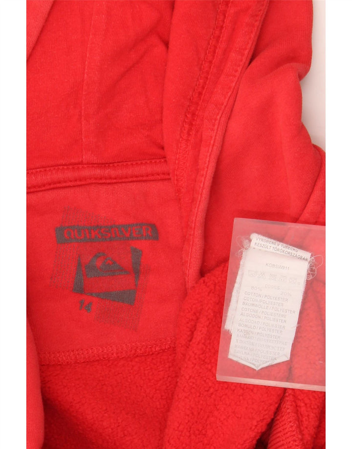 Felpa con cappuccio e zip grafica QUIKSILVER per ragazze 13-14 anni in cotone rosso