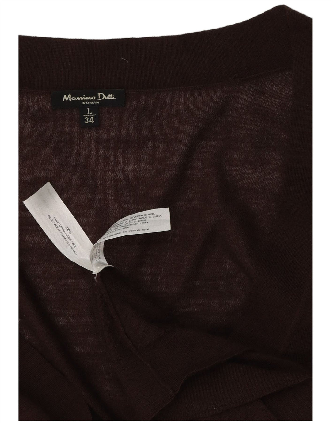 MASSIMO DUTTI Maglione cardigan da donna UK 14 Large Marrone Lana