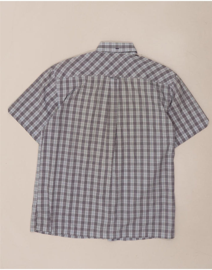 BEN SHERMAN Camicia a maniche corte da uomo a quadri blu grandi