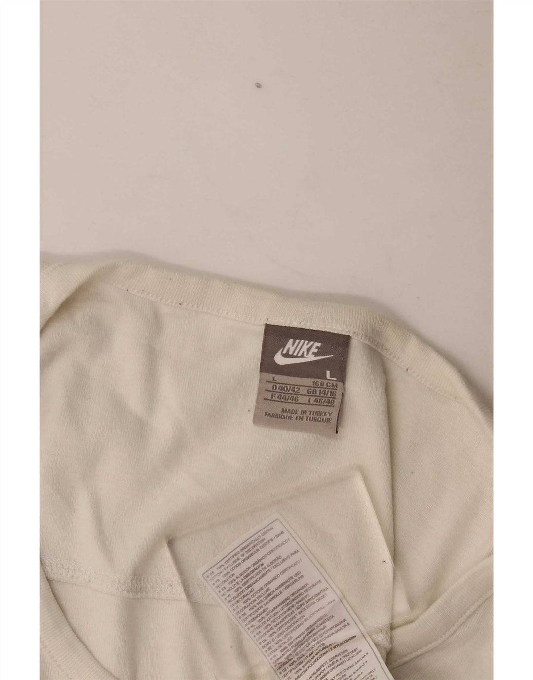 Maglia a maniche lunghe da donna Nike UK 14/16 grande cotone bianco sporco