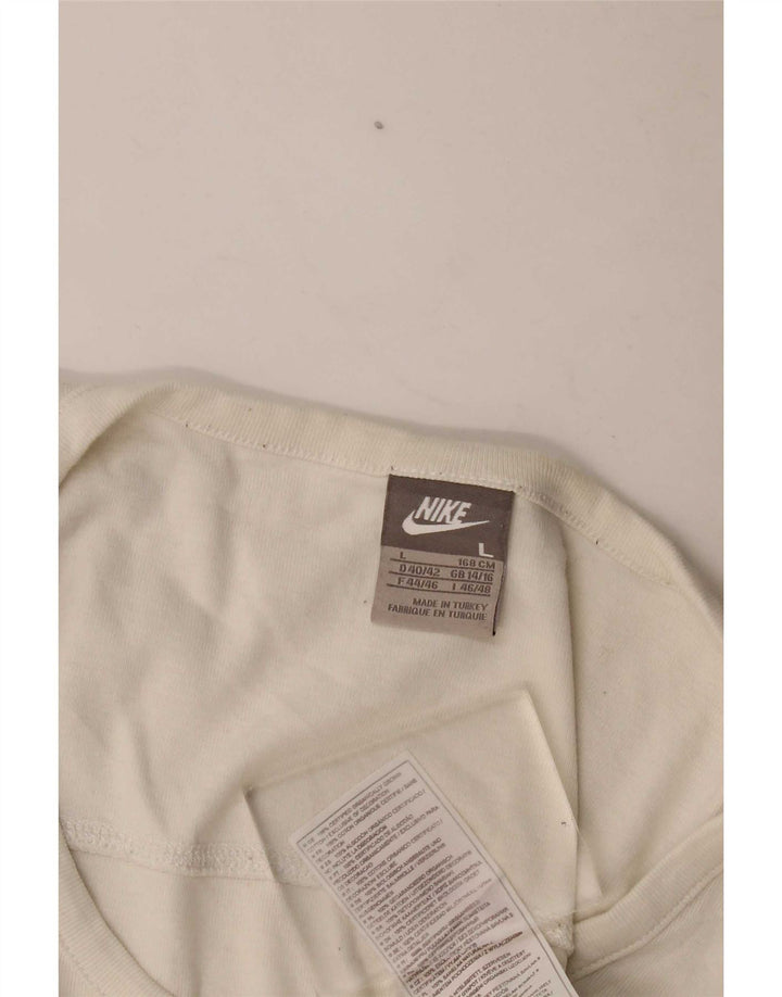 Maglia a maniche lunghe da donna Nike UK 14/16 grande cotone bianco sporco