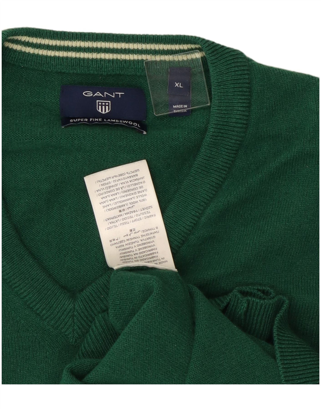 Gant Maglione da uomo con scollo a V XL in lana verde