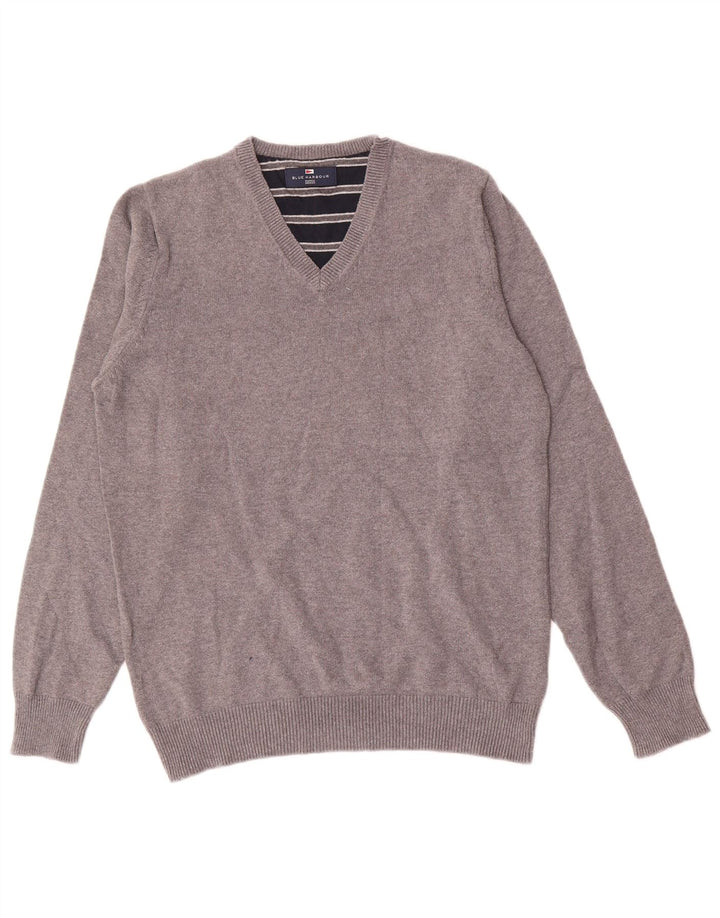 Maglione da uomo con scollo a V Marks & Spencer piccolo in cotone grigio