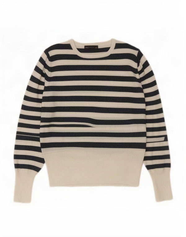 Maglione maglione con scollo a barca da donna Marks & Spencer UK 16 grandi righe beige