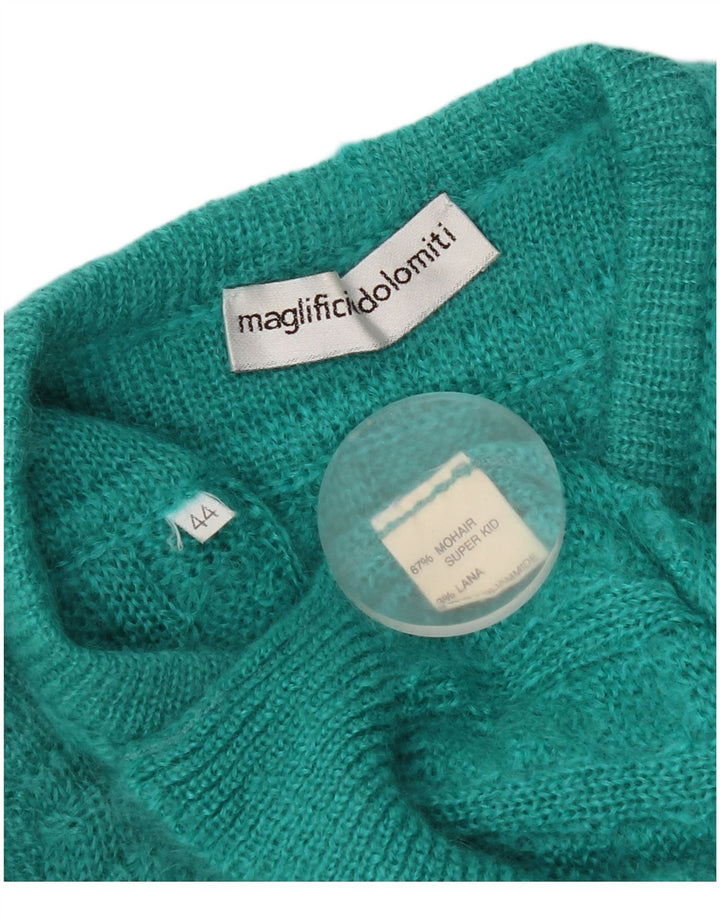 Maglione cardigan da donna vintage IT 44 Mohair verde medio