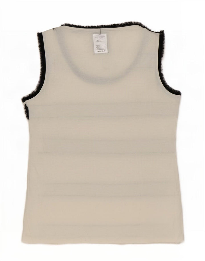 Canotta da donna Zara UK 14 cotone a righe bianche medie