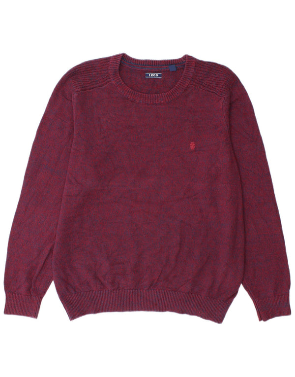 Maglione maglione girocollo da uomo Izod grande cotone bordeaux