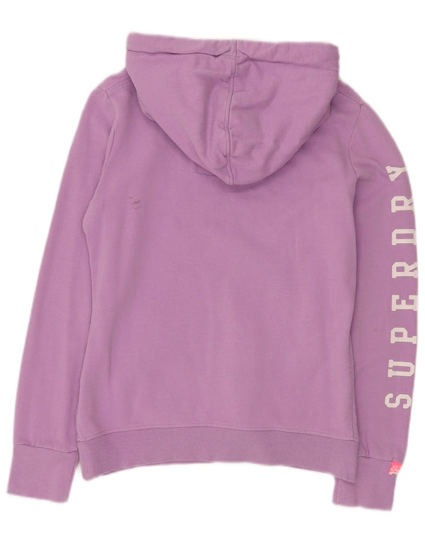 Maglione con cappuccio grafico da donna vestibilità ampia SUPERDRY UK 8 piccolo cotone viola