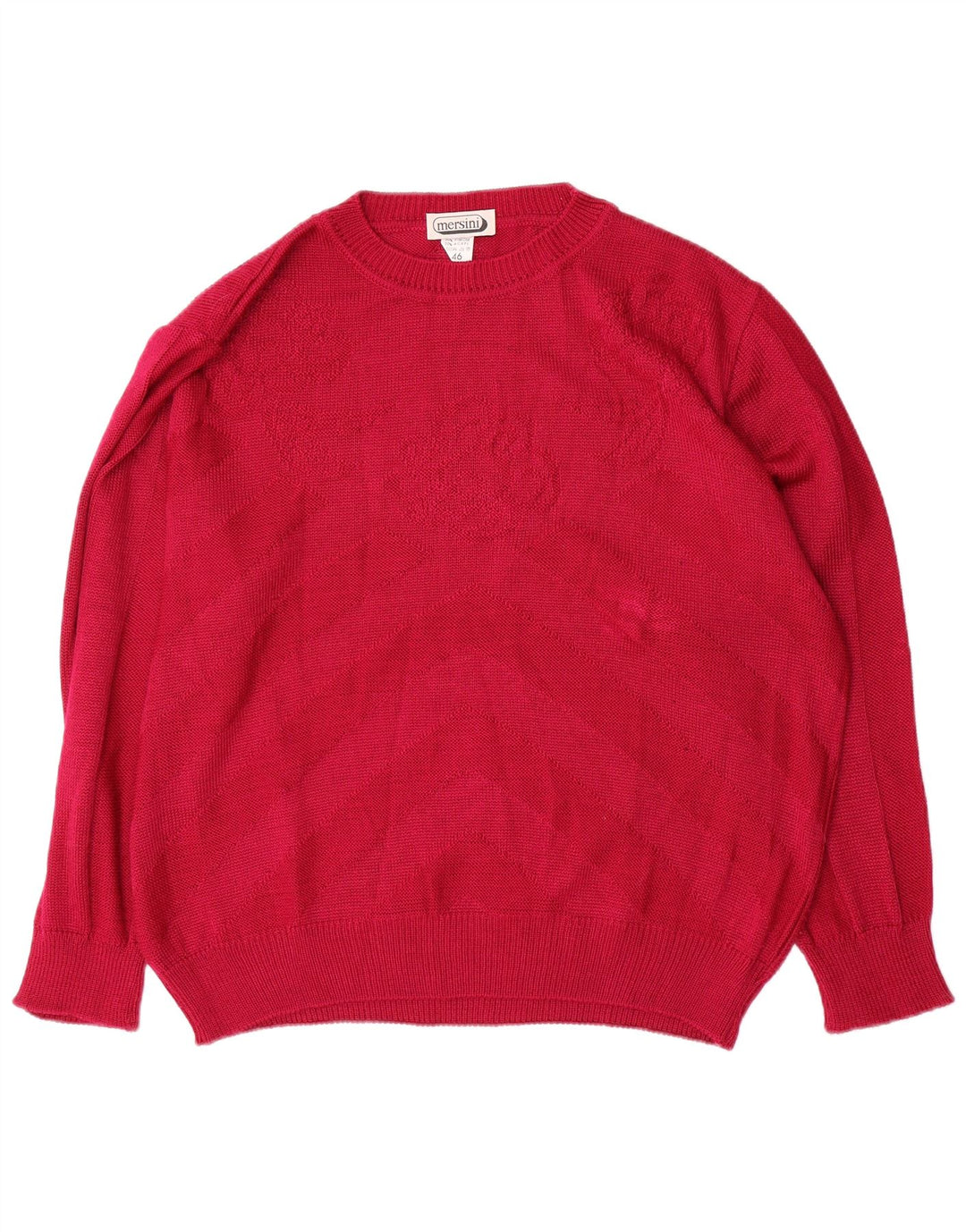 Maglione maglione girocollo oversize da donna vintage IT 46 Grande Chevron rosso