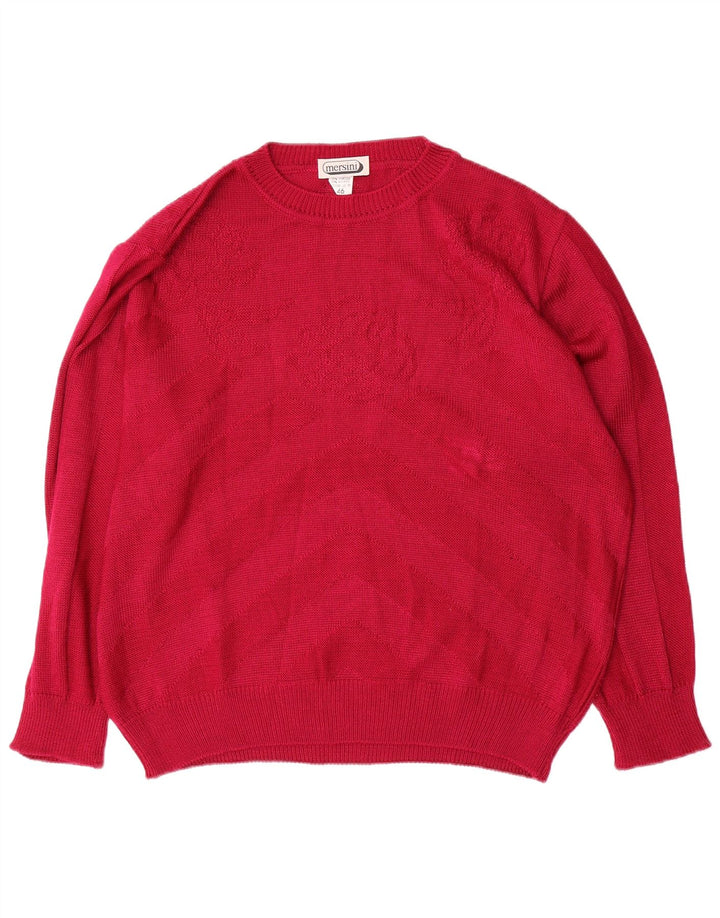 Maglione maglione girocollo oversize da donna vintage IT 46 Grande Chevron rosso