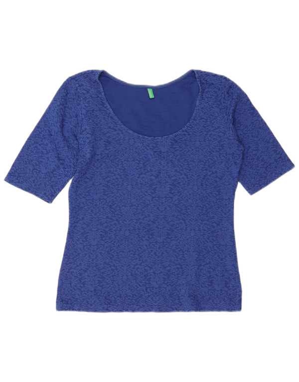BENETTON Camicetta da donna Top UK 12 Cotone Paisley blu medio