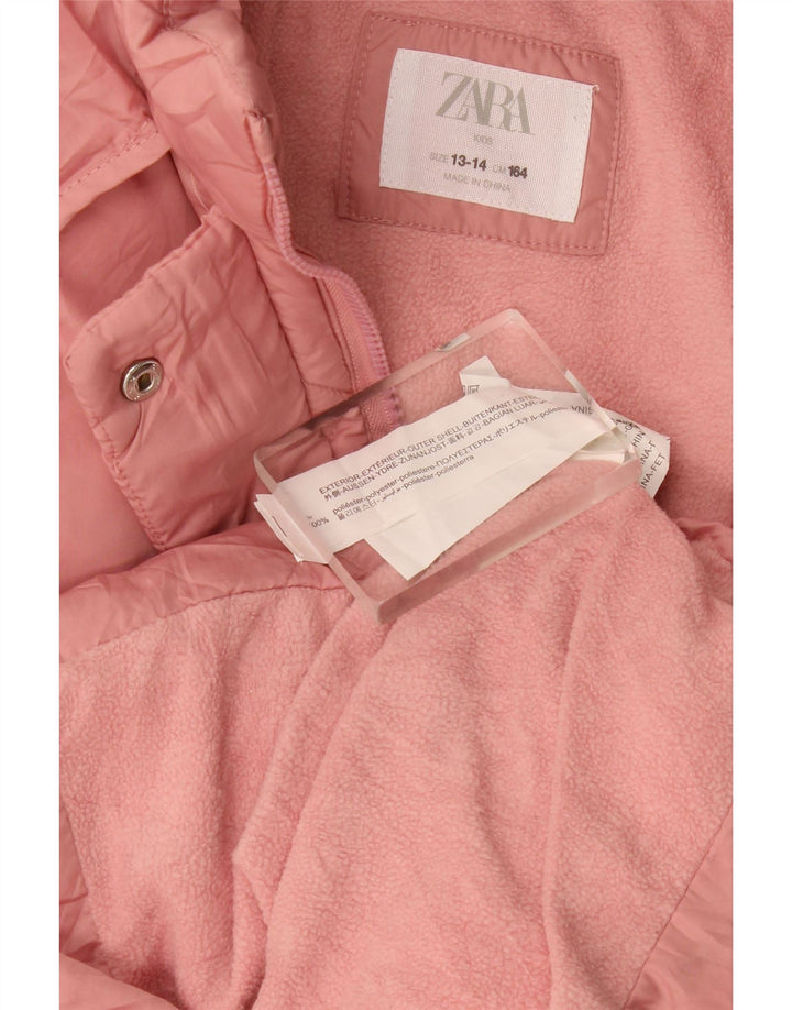 Giacca imbottita con cappuccio per ragazze Zara 13-14 anni in poliestere rosa