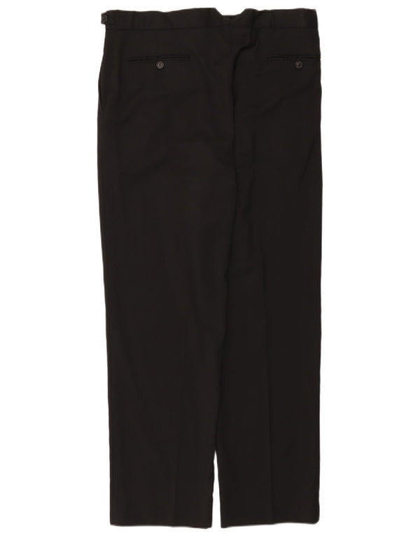 Pantaloni da abito dritti da uomo Marks & Spencer W34 L31 lana nera