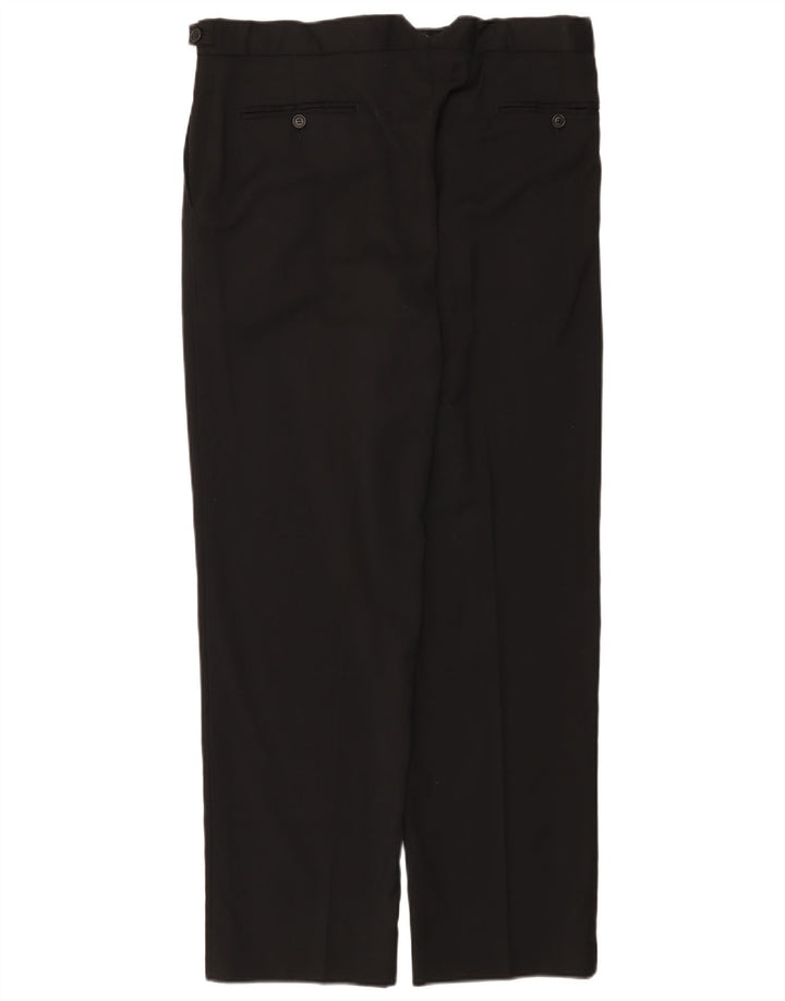 Pantaloni da abito dritti da uomo Marks & Spencer W34 L31 lana nera