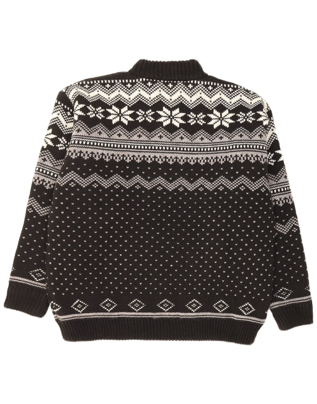 Werther Uomo Maglione con Zip Collo Maglione Grande Nero Fair Isle Poliacrilico