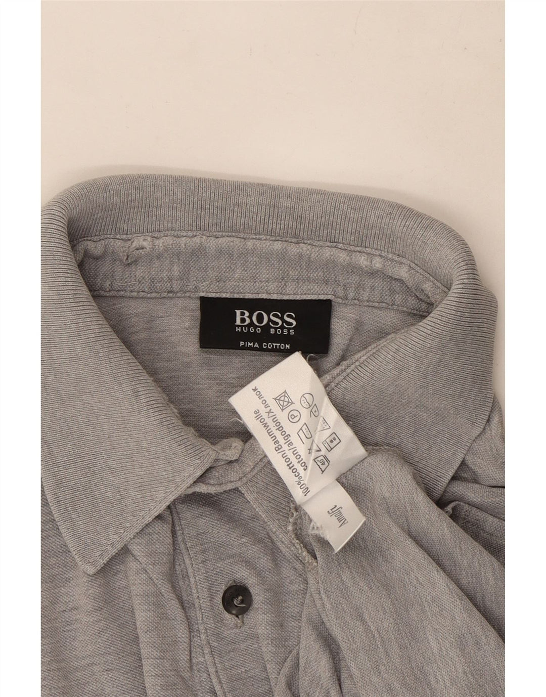 Polo da uomo Hugo Boss in cotone screziato grigio medio