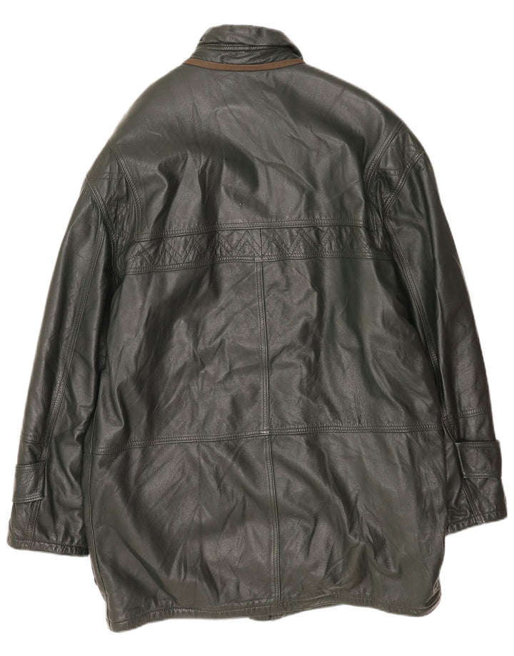 Cappotto in pelle da uomo vintage UK 40 grande in pelle verde