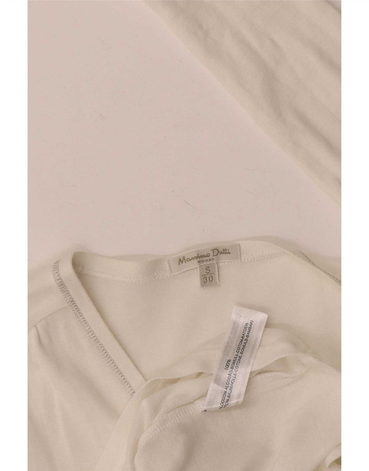 Top cardigan da donna Massimo Dutti UK 8 piccolo cotone bianco