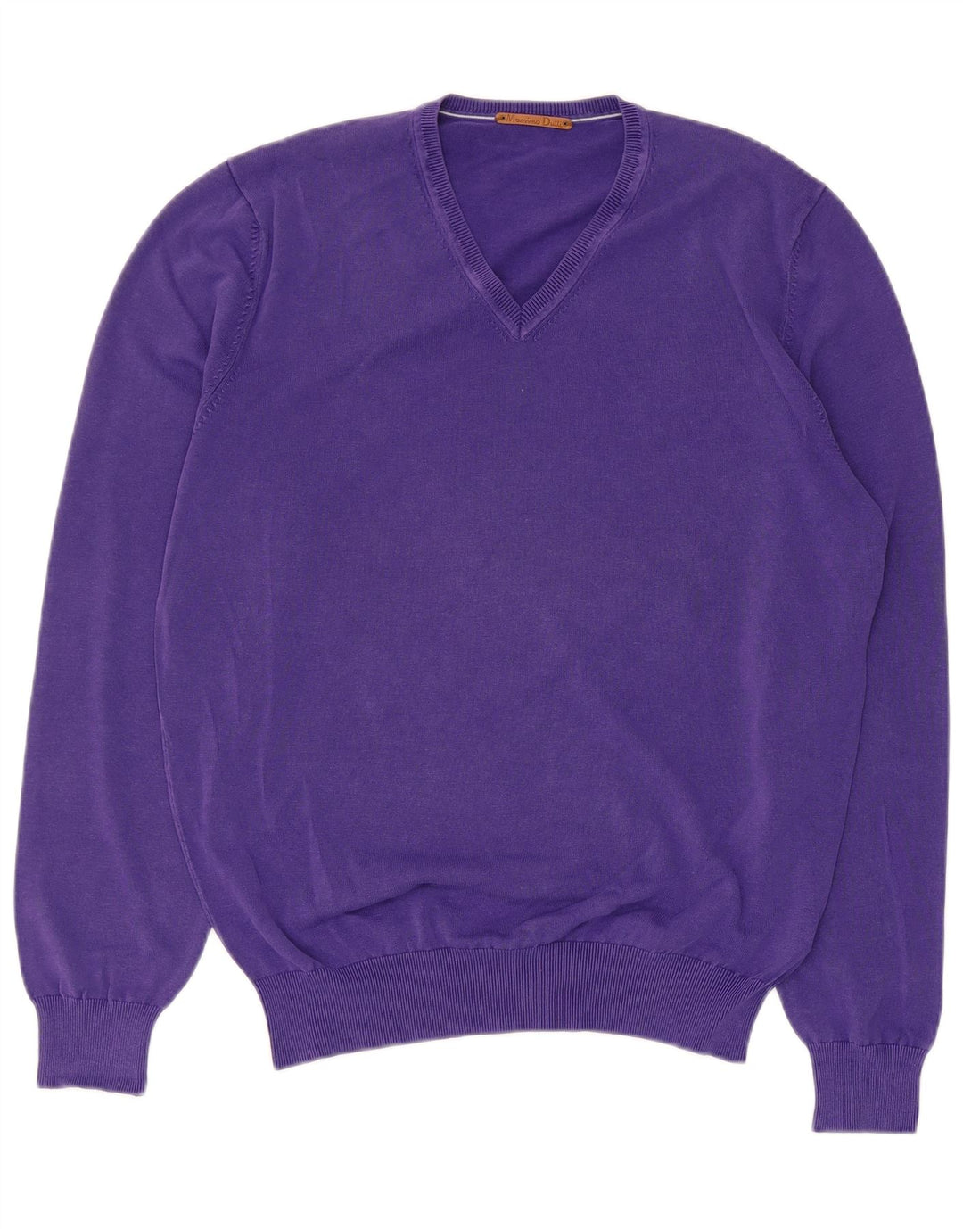 Maglione da uomo con scollo a V Massimo Dutti in cotone viola medio