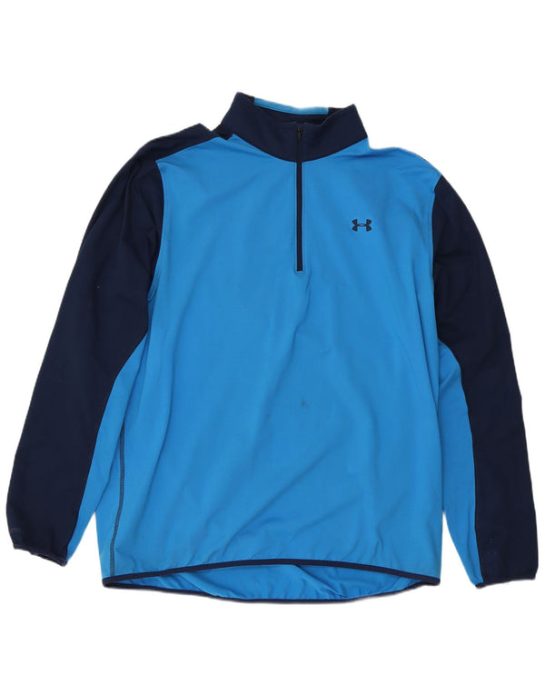 Under Armour Maglia da uomo con zip e collo a maniche lunghe XL Blu Colourblock Sports