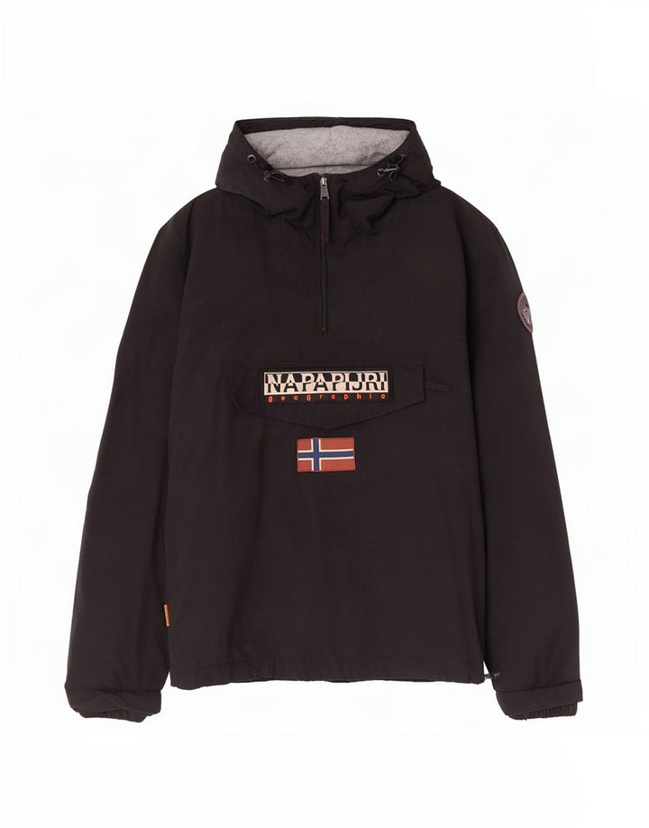 Giacca anorak da uomo con grafica geografica Napapijri UK 36 piccola nera