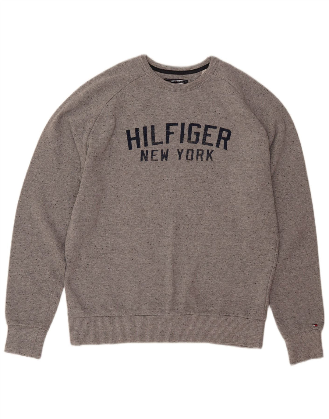 TOMMY HILFIGER Felpa da donna vintage fit maglione UK 16 grande grigio