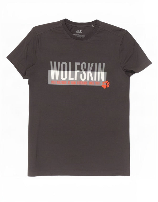 T-shirt grafica da uomo Jack Wolfskin Top UK 34 XS cotone grigio