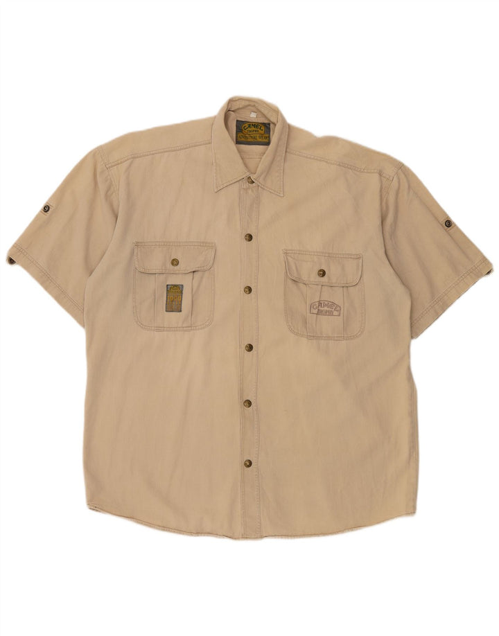 Camicia a maniche corte da uomo Camel XL Beige