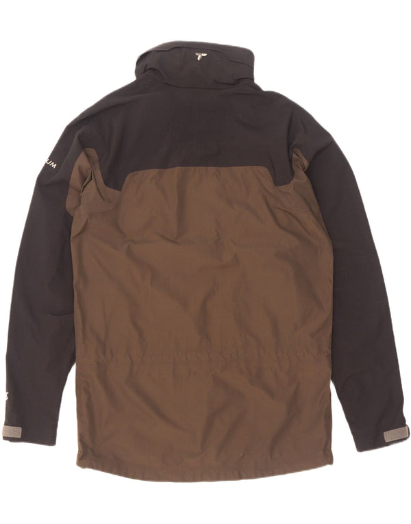 Giacca antipioggia da uomo Columbia con cappuccio in titanio UK 38 Colorblock marrone medio