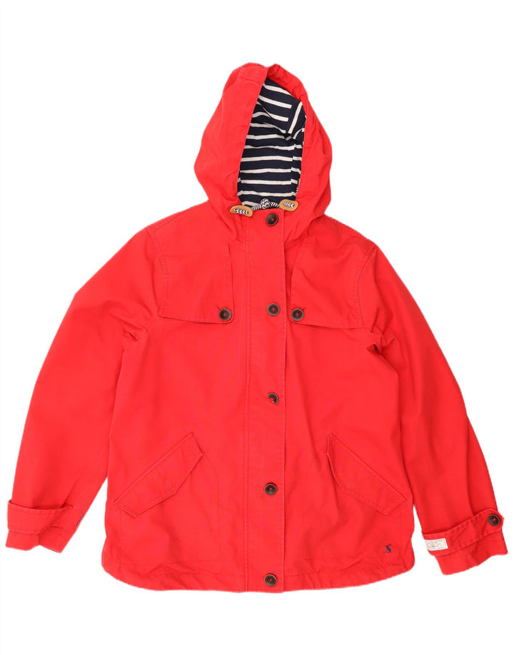 JOULES giacca a vento con cappuccio da donna UK 14 grande cotone rosso