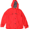 JOULES giacca a vento con cappuccio da donna UK 14 grande cotone rosso