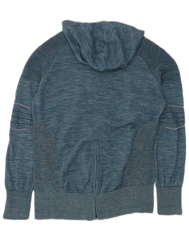 Maglione cardigan con cappuccio da uomo Adidas grande poliestere screziato blu