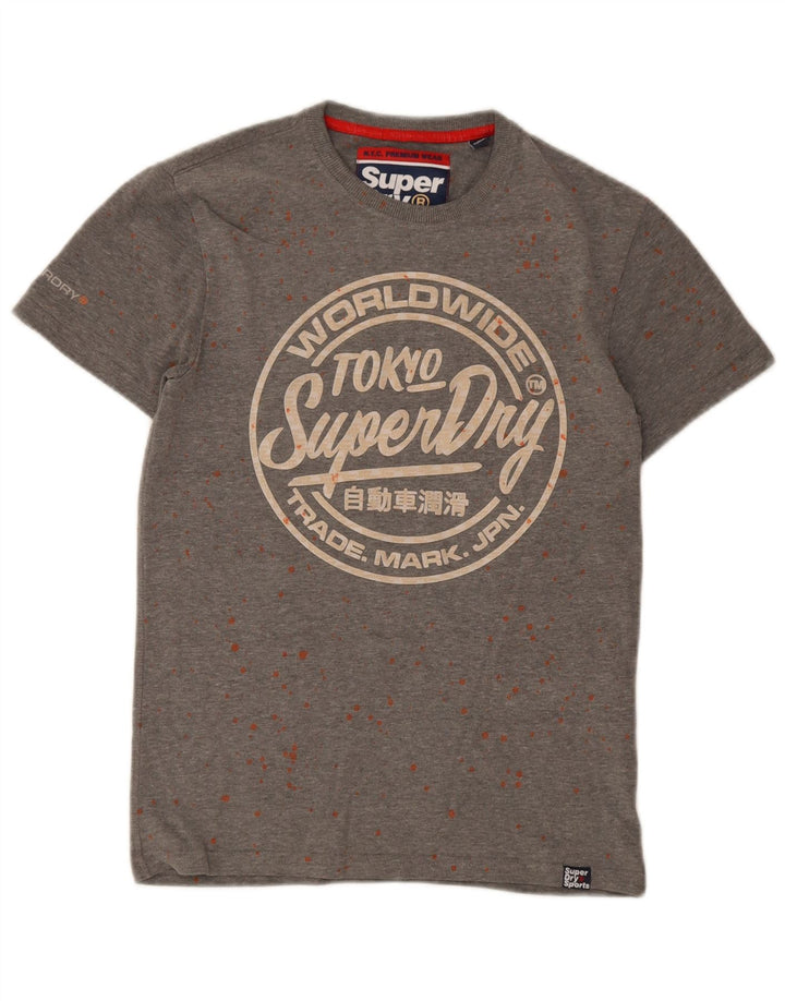T-shirt grafica da uomo Superdry Top in cotone maculato grigio piccolo