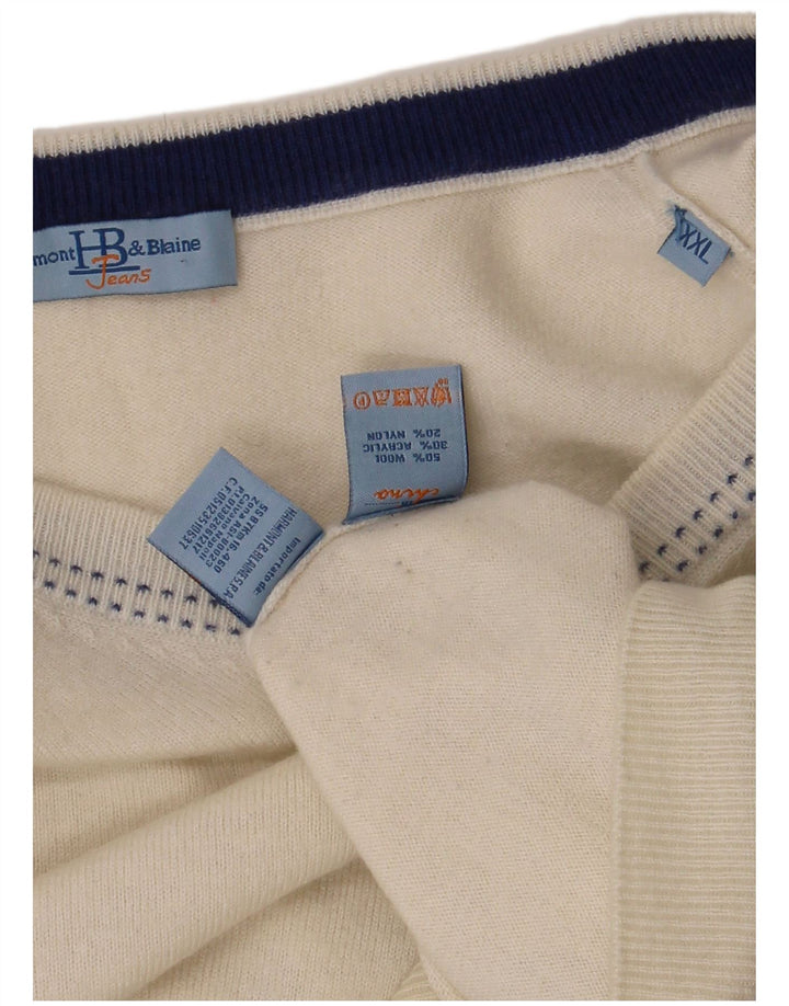 HARMONT & BLAINE Maglione da uomo con scollo a V 2XL Lana bianca