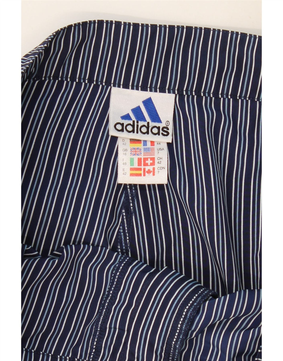 Pantaloncini chino da donna ADIDAS UK 16 Large W32 poliestere a righe blu navy