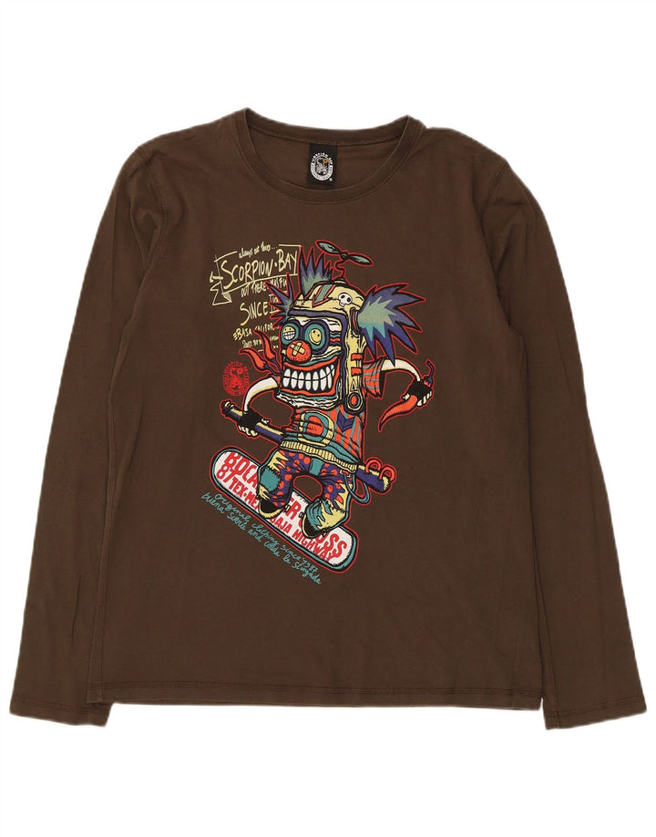 Top grafico da ragazzo Scorpion Bay a maniche lunghe 13-14 anni 2XL cotone marrone