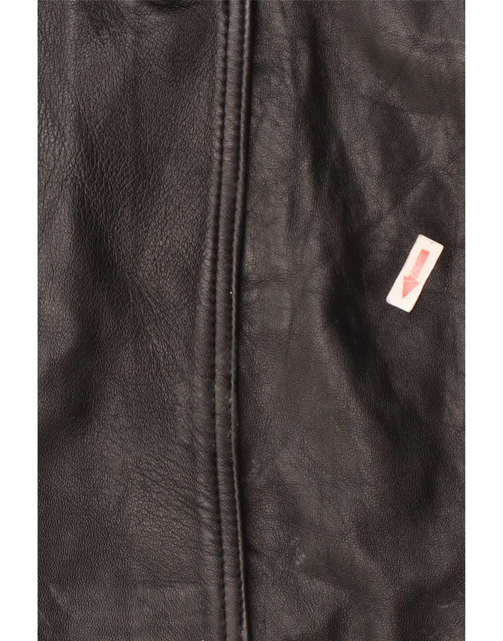 Cappotto in pelle vintage da donna UK 10 piccolo nero